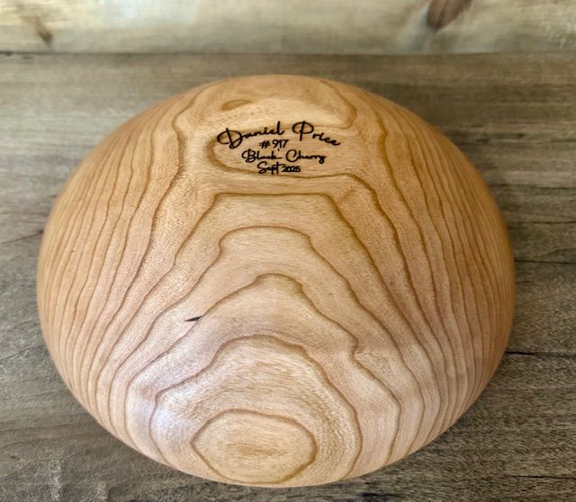 bottom of small salad bowl Wood bowl made in Canada