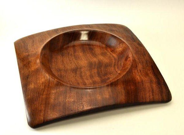 Square wood bowl.