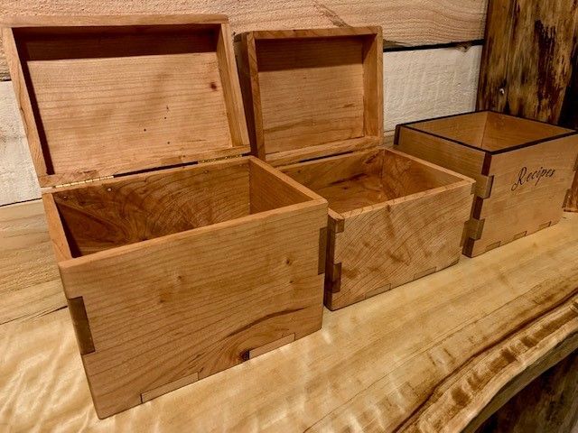 Cherry wood Kawartha Lakes recipe boxes