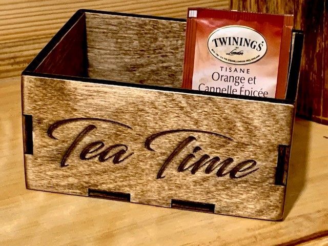 Rustic birch open style tea bag box