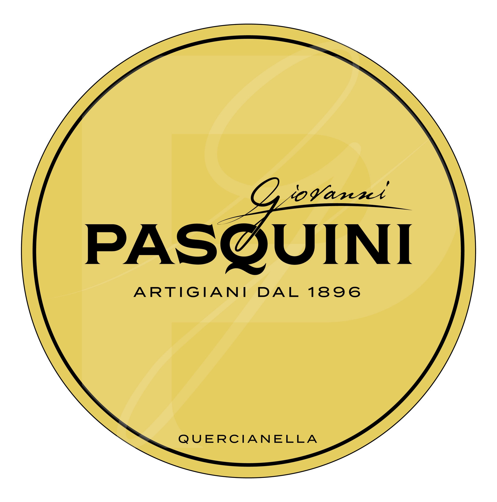 Logo Giovanni Pasquini Artigiani dal 1896 in giallo tondo