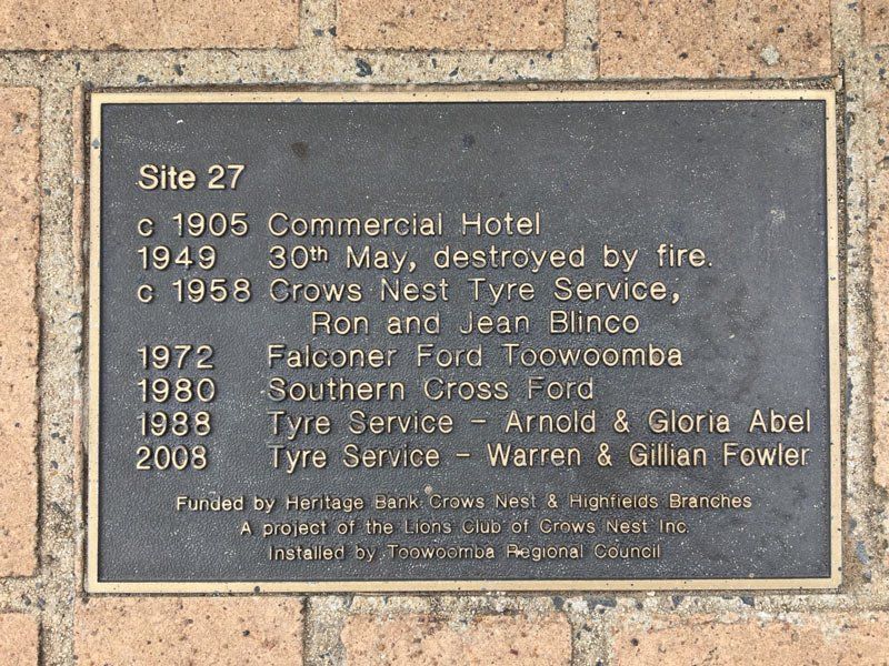 Crows Nest Plaque — Crows Nest Tyre Service In Crows Nest QLD