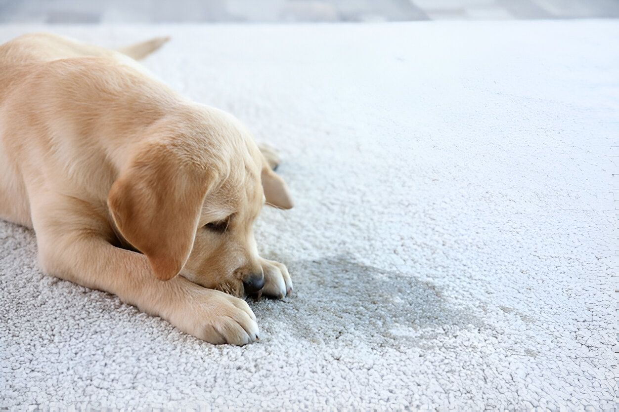 puppy-lying-carpet-near-wet-spot