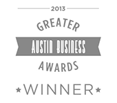 A logo for the greater austin business awards winner.