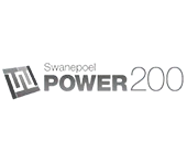 A black and white logo for swanpool power 200.