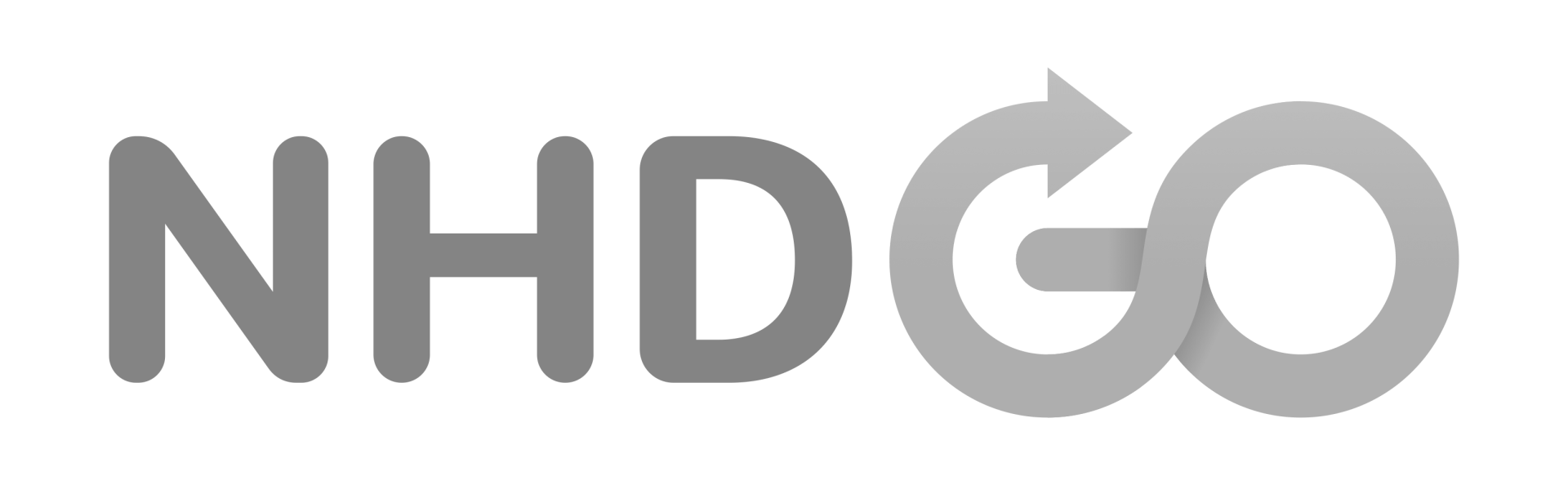 A black and white logo for nhdgo on a white background.