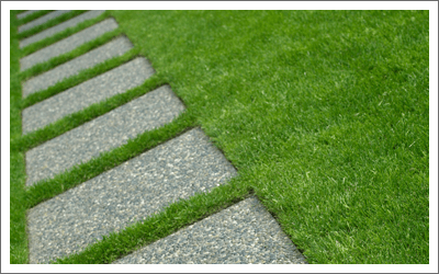 beautiful lawn laid with artificial turf