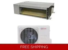 Ductless mini-split air conditioner system: indoor unit and outdoor compressor with