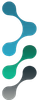 Un logotipo azul, verde y gris sobre un fondo blanco.