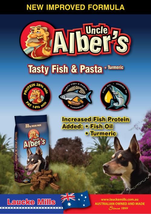An Advertisement for Uncle Alber 's Tasty Fish and Pasta — Edmonds Landscaping Supplies in Bohle Plains, QLD