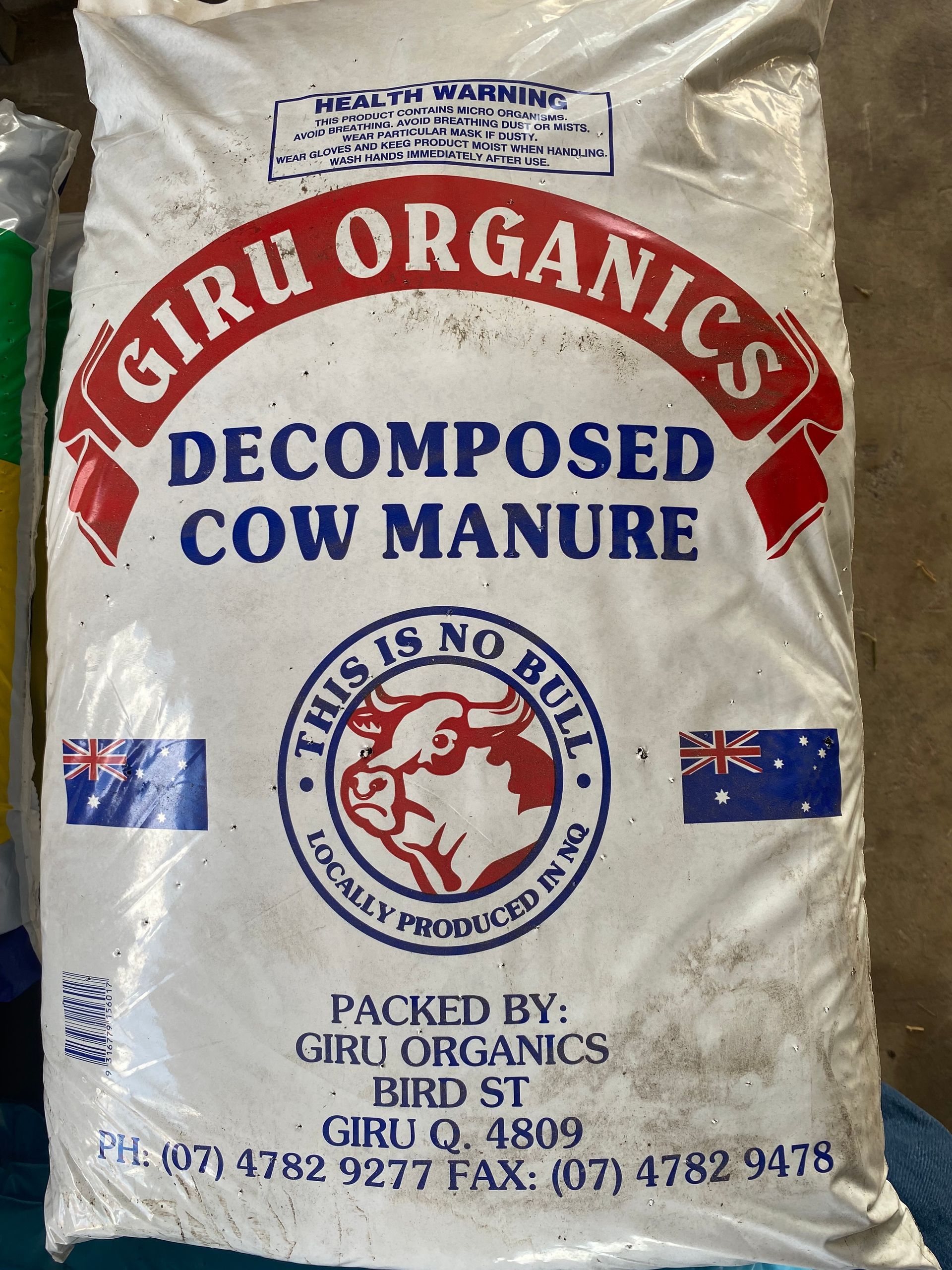 A Bag Of Decomposed Cow Manure From Juru Organics — Edmonds Landscaping Supplies in Bohle Plains, QLD