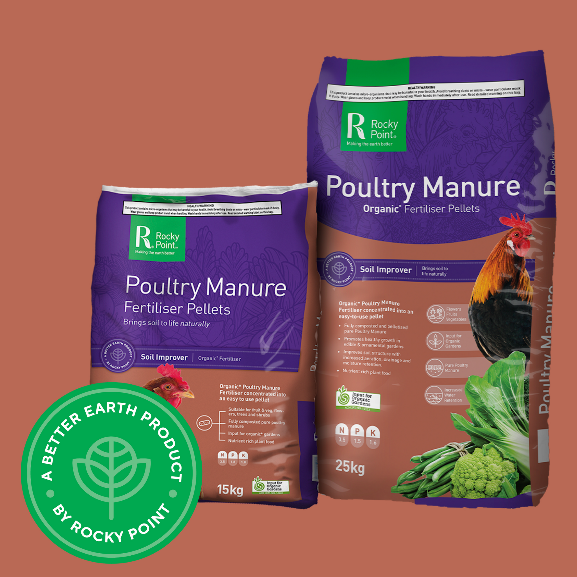 Two Bags Of Poultry Manure Sit Next To Each Other — Edmonds Landscaping Supplies in Bohle Plains, QLD