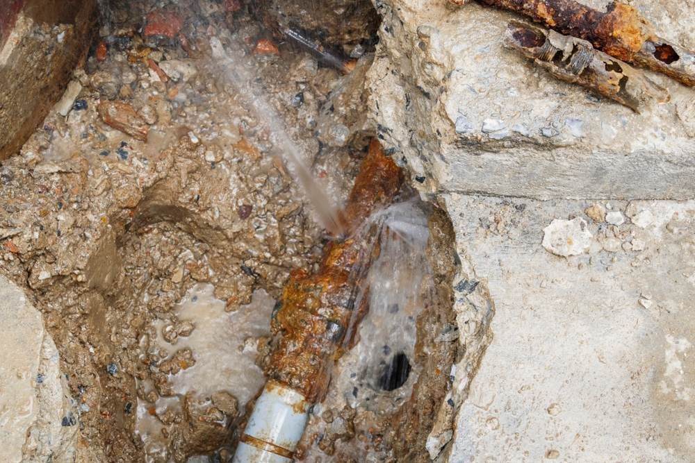A Pipe is Leaking Water in a Hole in the Ground — Gold Coast Leak Detection in Mudgeeraba, QLD