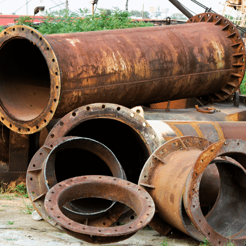 A Bunch Of Rusty Pipes Are Laying On The Ground — Gold Coast Leak Detection In Mudgeeraba, QLD