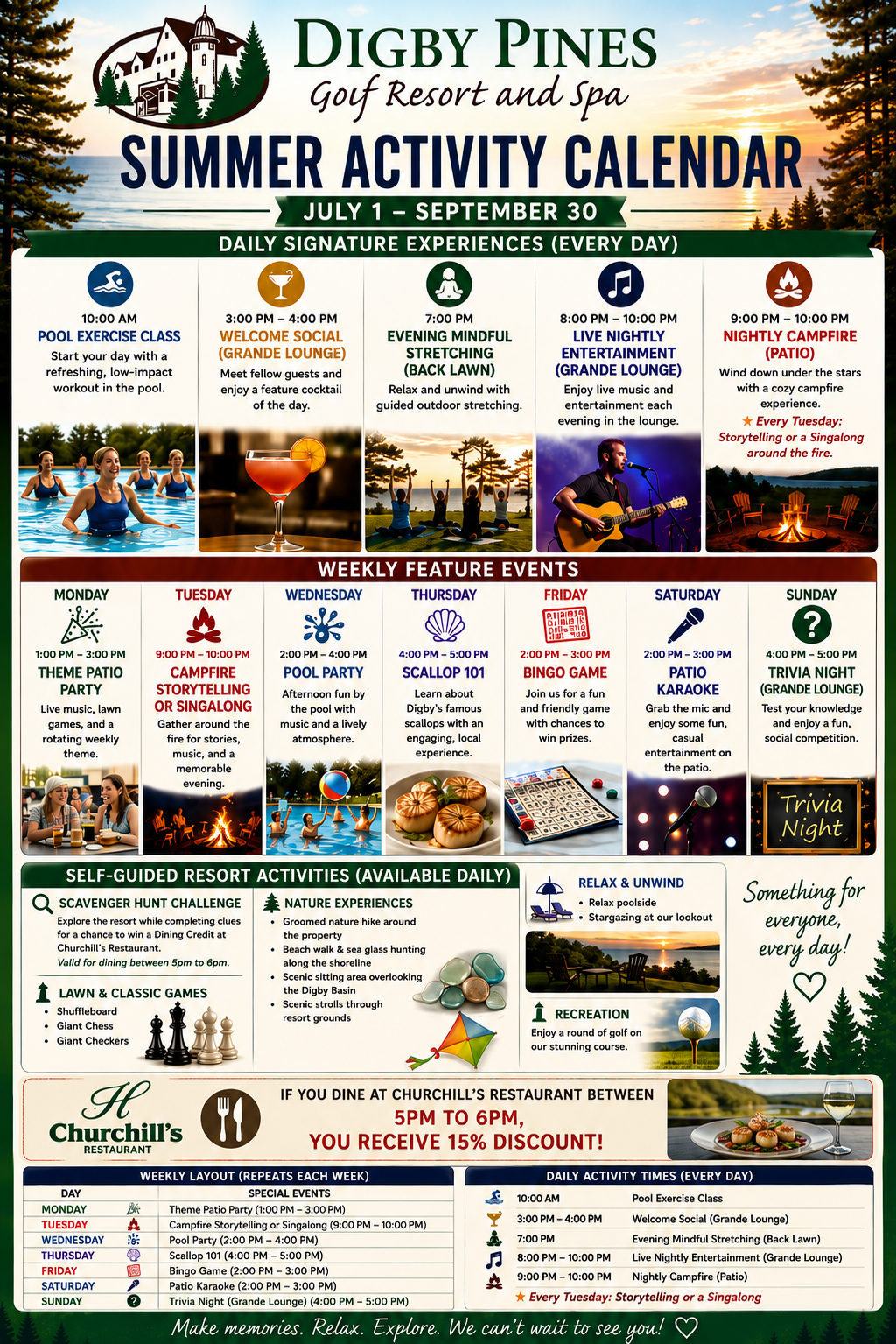July 1 - September summer activities calendar