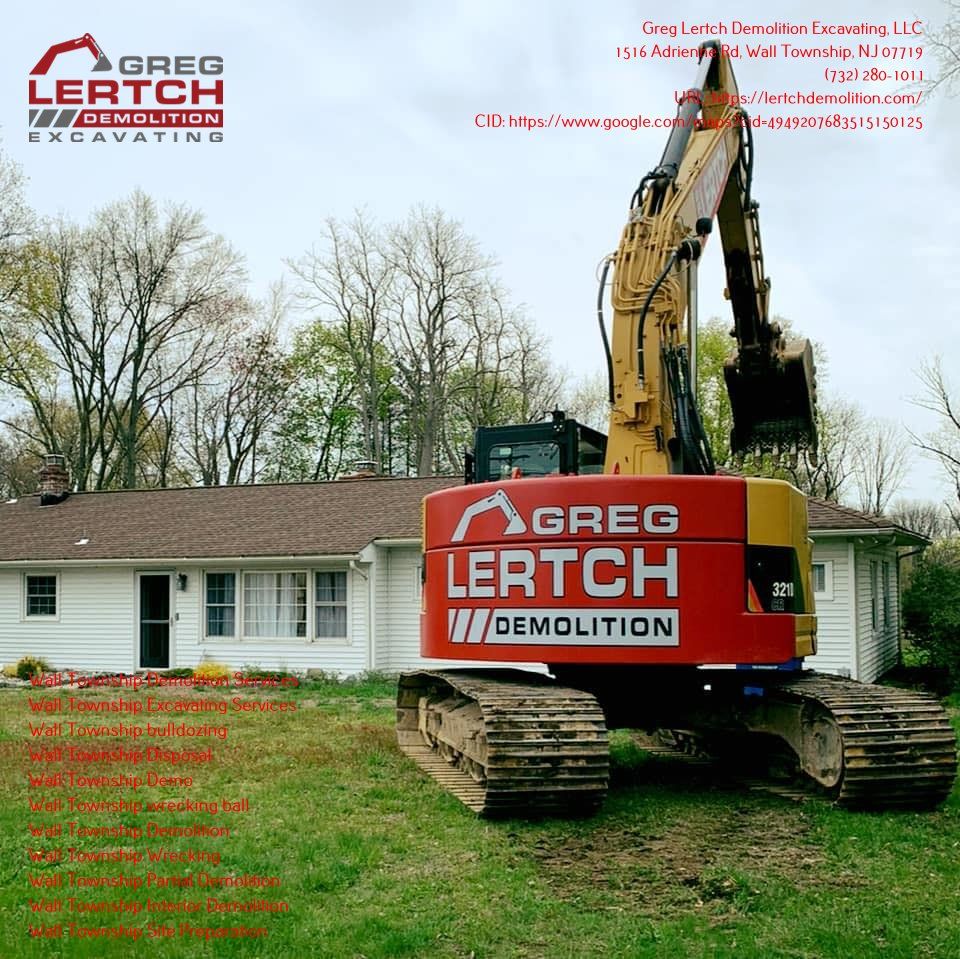 A lertch excavator is in front of a house