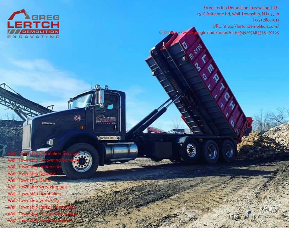 A dump truck with the word lertch on the side