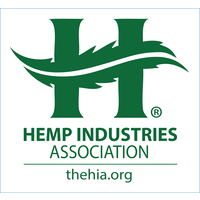 The logo for the hemp industries association has a leaf on it.