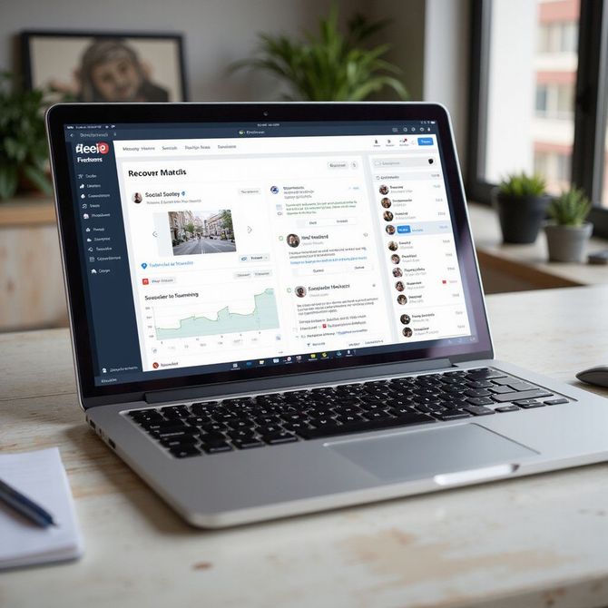 Laptop displaying a dashboard on a desk in a bright home office