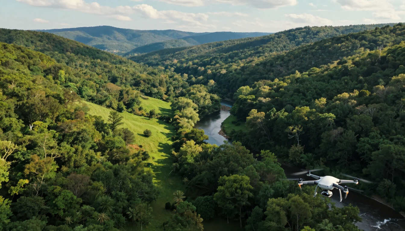 Drone over mountains
