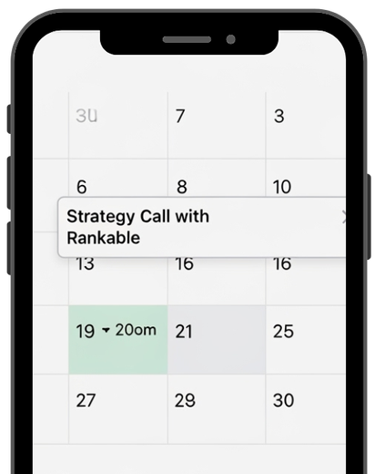 A smartphone calendar view. A highlighted day (19) has an event 