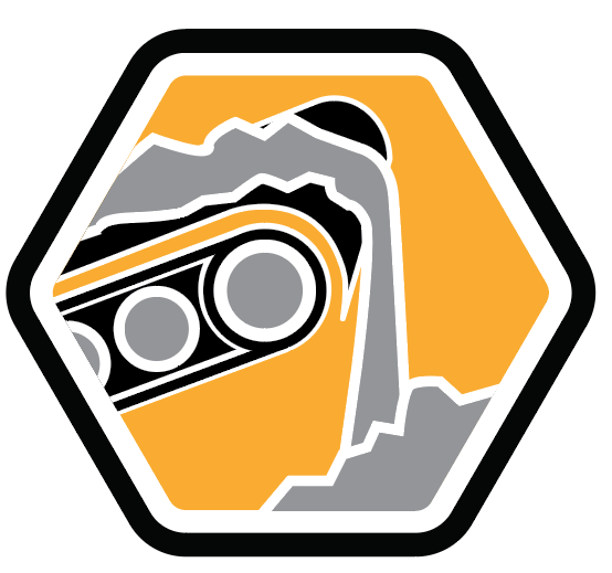 A logo for a company that is mining rocks.