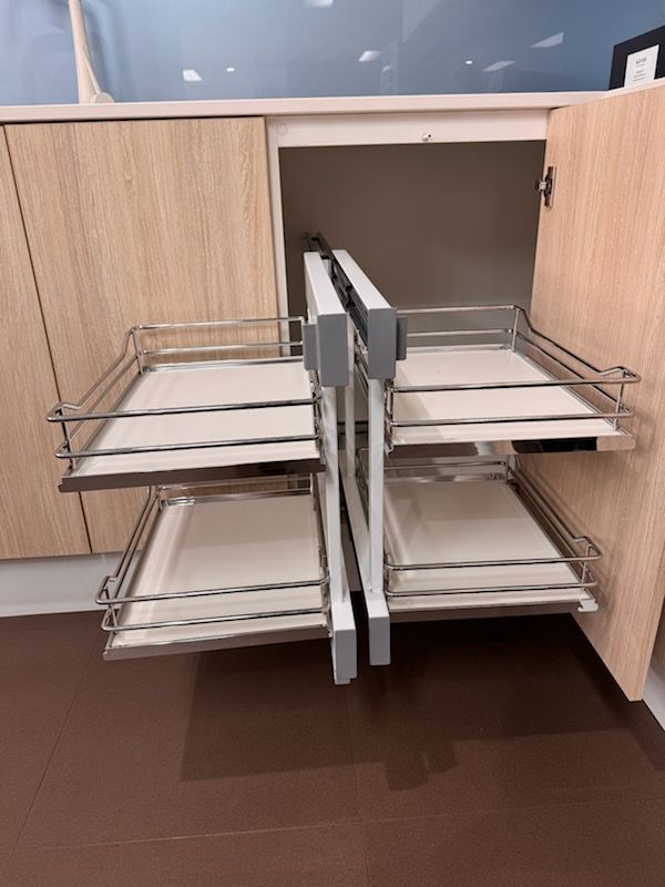 A Wooden Dresser With Silver Handles  — Kitchens Factory Direct in Port Macquarie, NSW