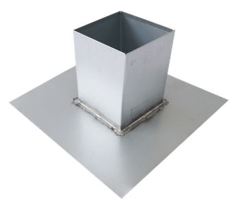 A square metal object is sitting on top of a metal plate