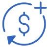 A dollar sign with an arrow and a plus sign in a circle.