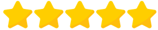 Cinq étoiles dorées consécutives, indiquant une note élevée ou une excellente qualité.