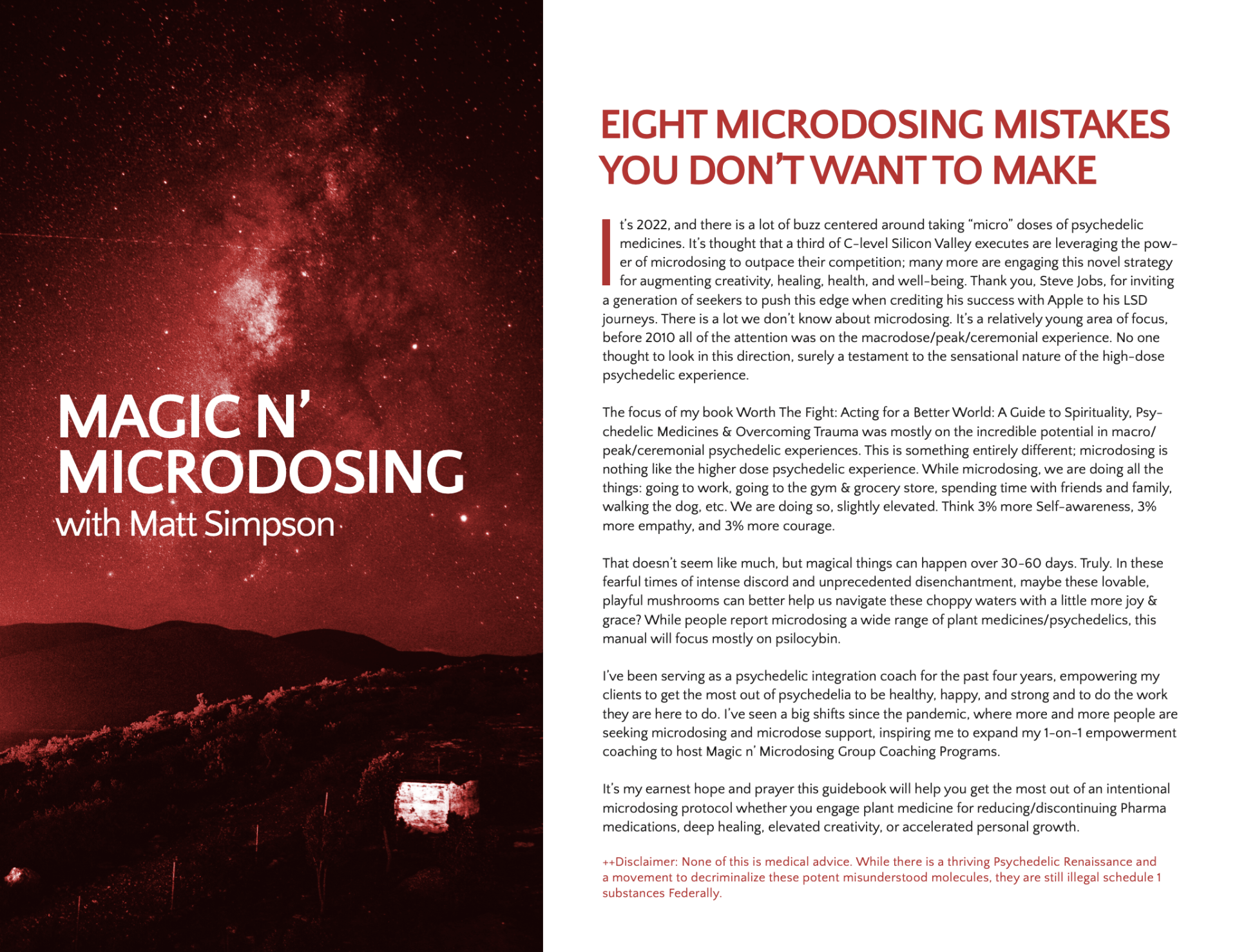 A book called magic n microdosing by matt simpson