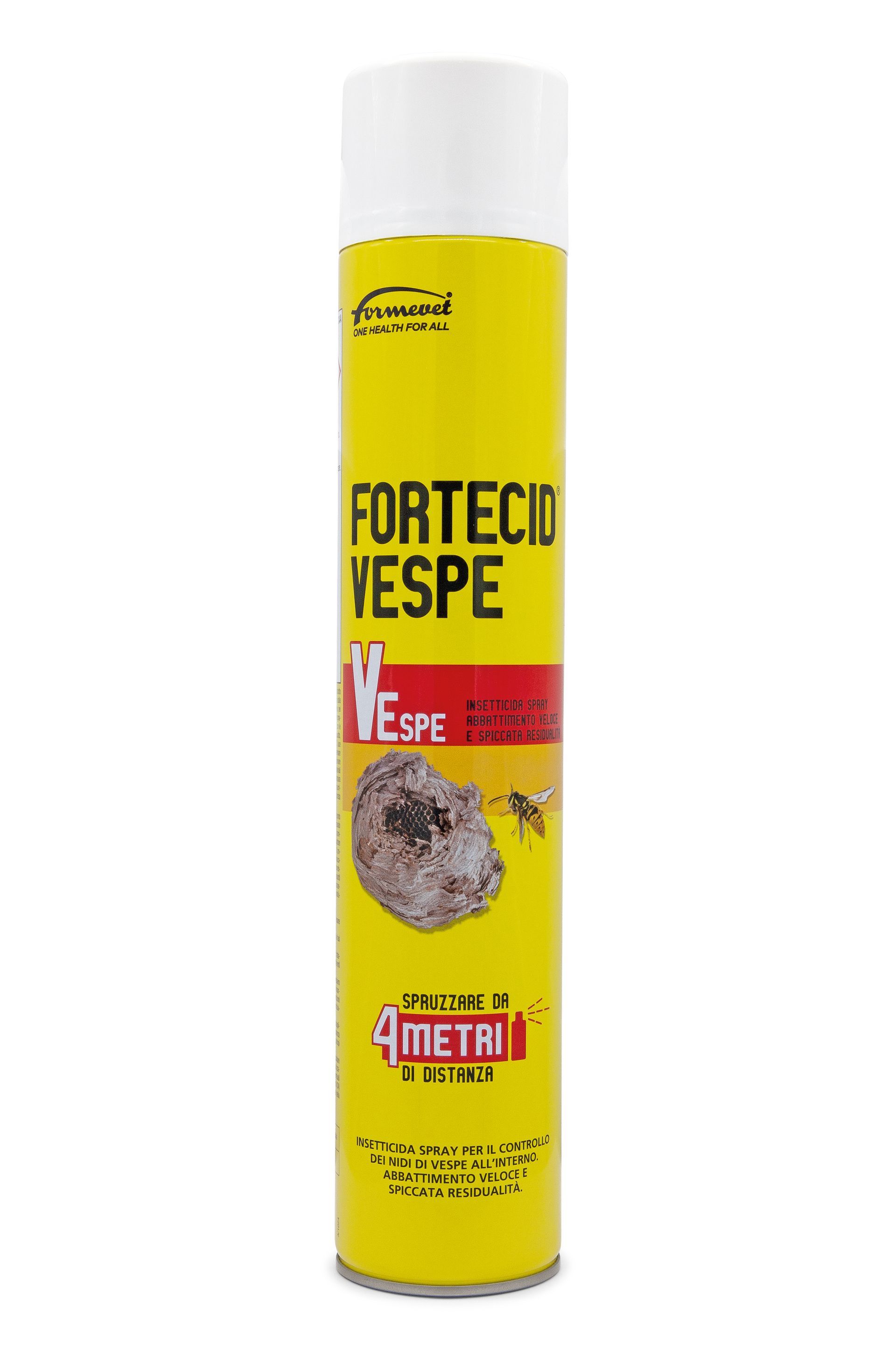 Bomboletta gialla di spray anti-vespe con l'etichetta 