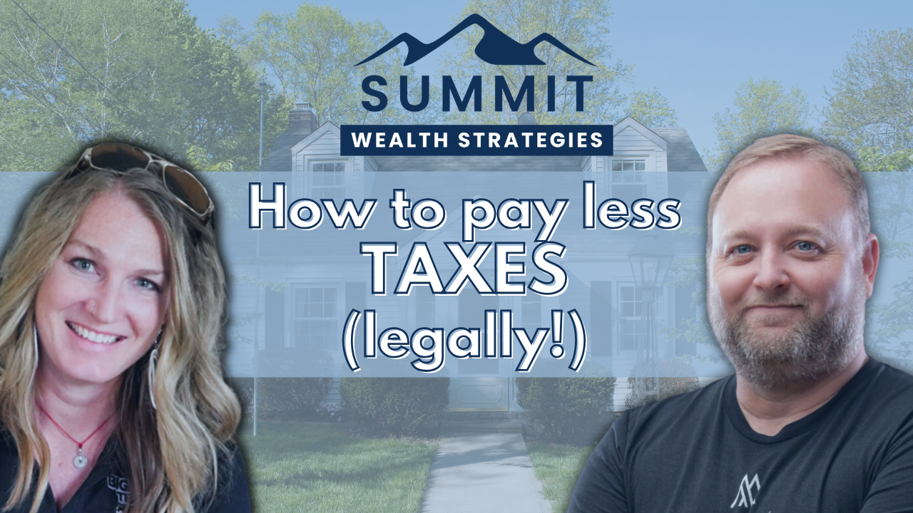 A man and a woman pose in front of a Summit Wealth Strategies logo and house, with the text: 