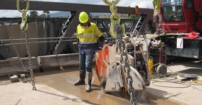 Concrete cutting services being performed in Newcastle
