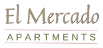El Mercado Apartments logo in beige and green with a thin red line
