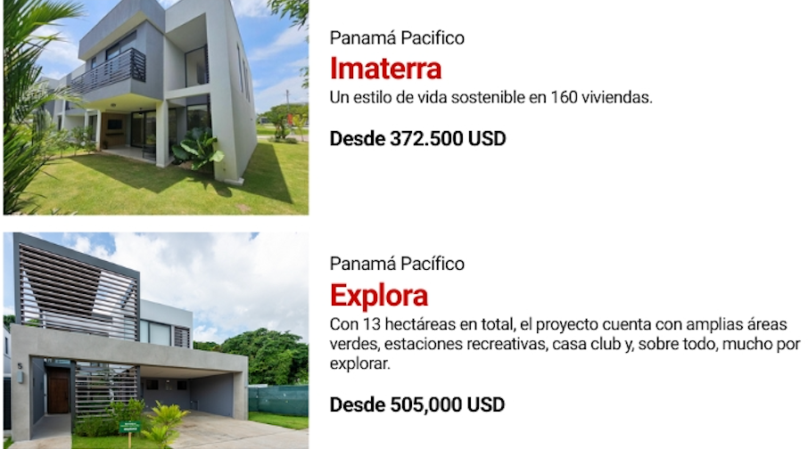 Two house listings in Panama Pacifico.