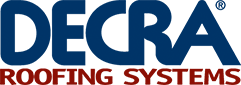 DECRA Roofing Systems logo in blue and red.