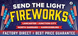 A poster for send the light fireworks in lancaster junction city