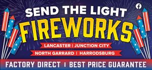 A poster for send the light fireworks in lancaster junction city