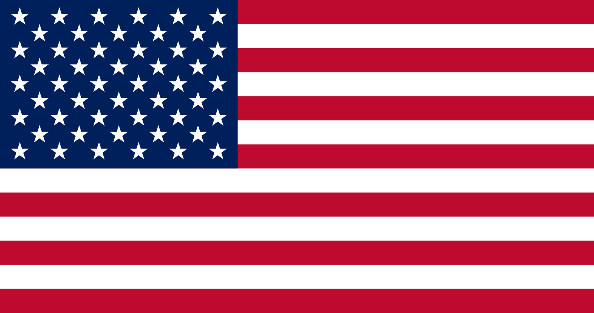 American flag: red and white stripes, blue field with white stars.