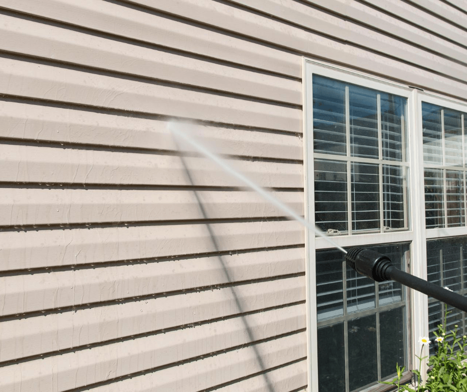 pressure washing the walls
