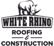 White Rhino Roofing & Construction logo: Rhino above text.