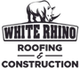 White Rhino Roofing & Construction logo: Rhino above text.