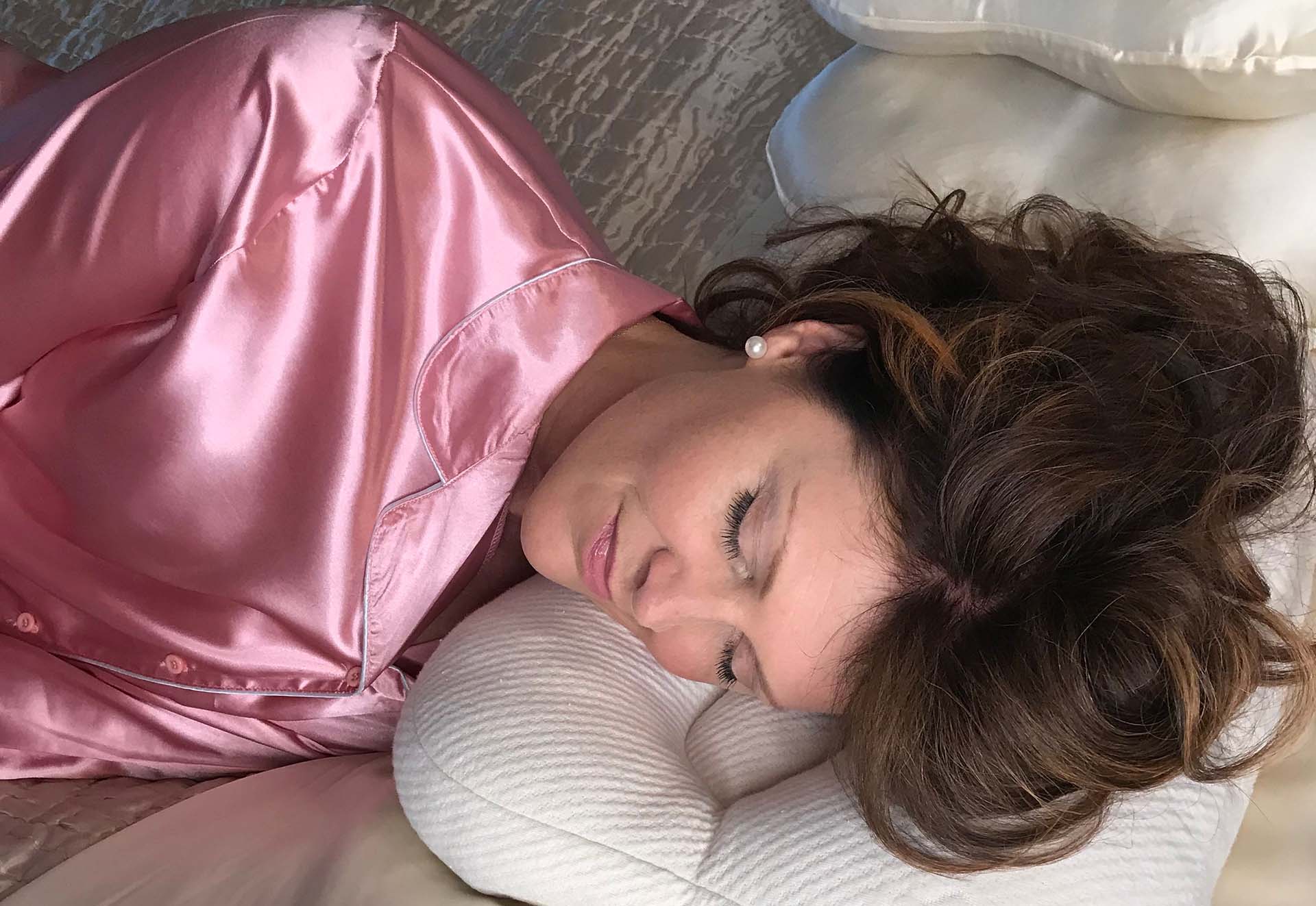 Woman Sleeping on Sustainable Age-Defying Pillow