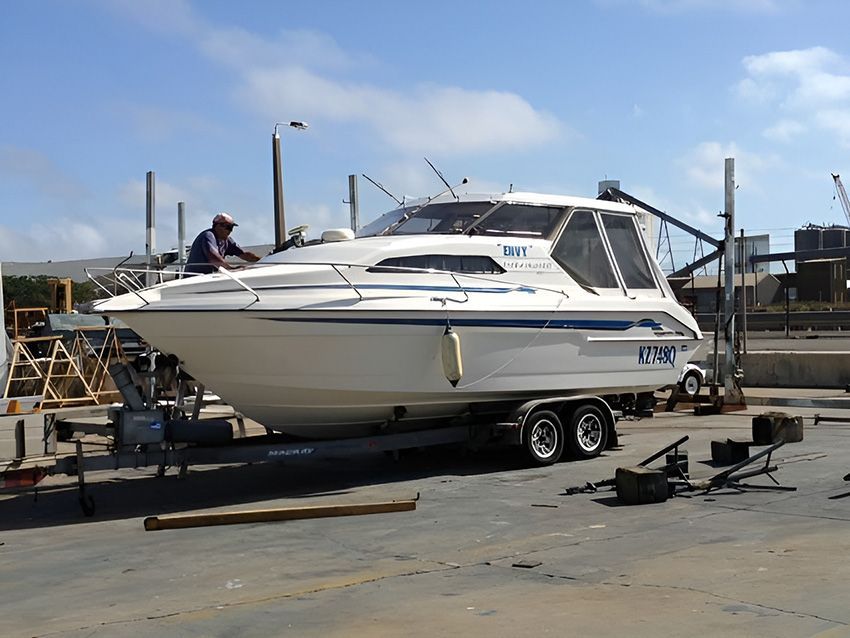 A Boat On A Trailer — Mackay Marine Services in Mackay, QLD