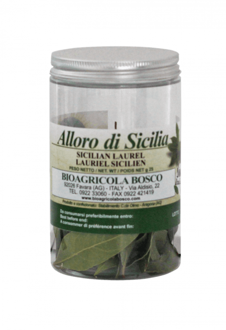 dried laurel in a jar