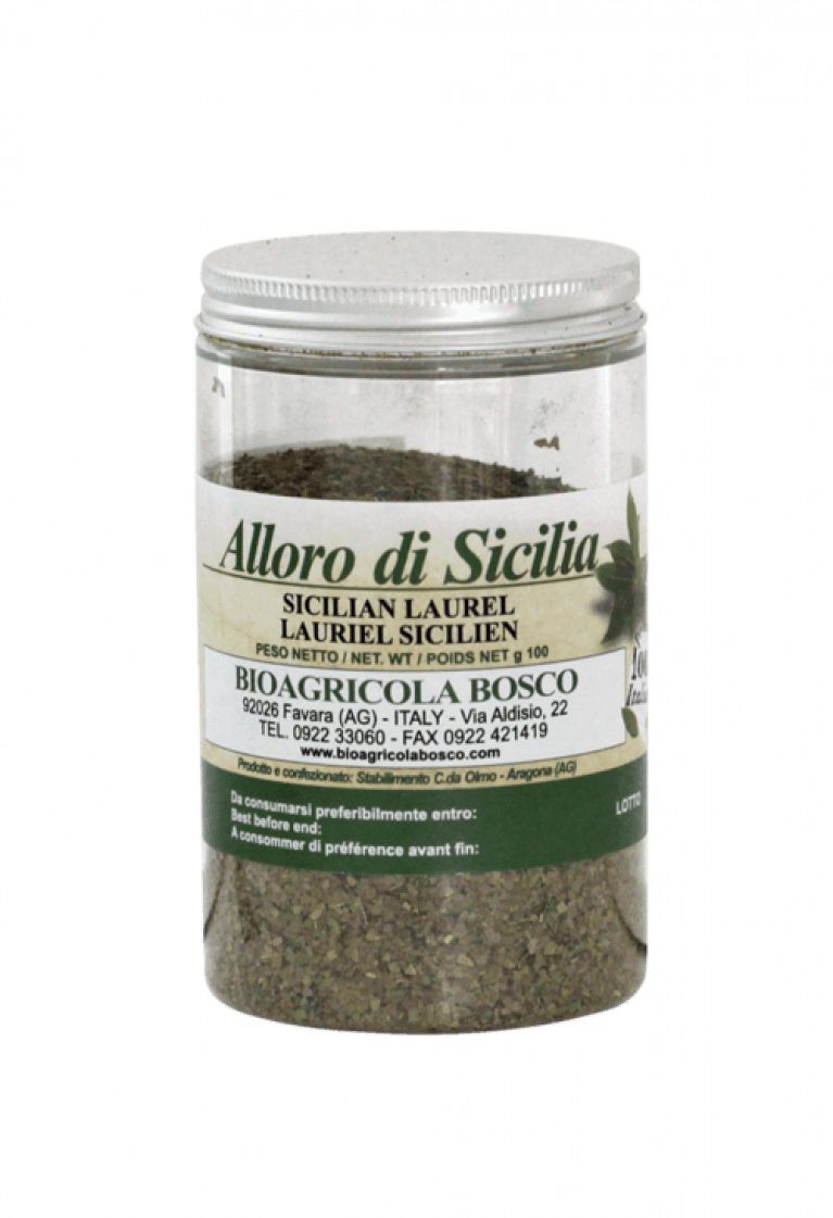 dried laurel in a jar