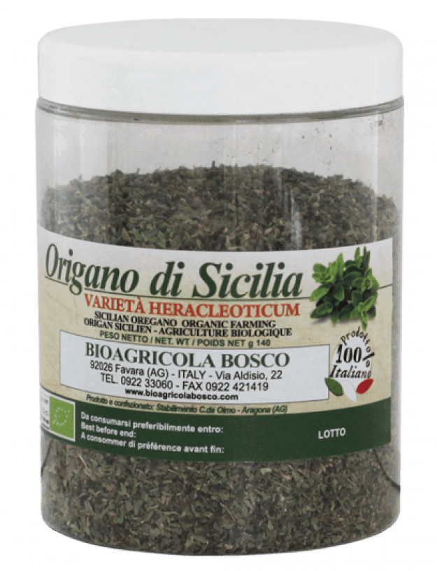 dried oregano from Sicily in a large jar