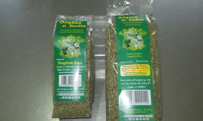 sale of dried kitchen herbs in bags