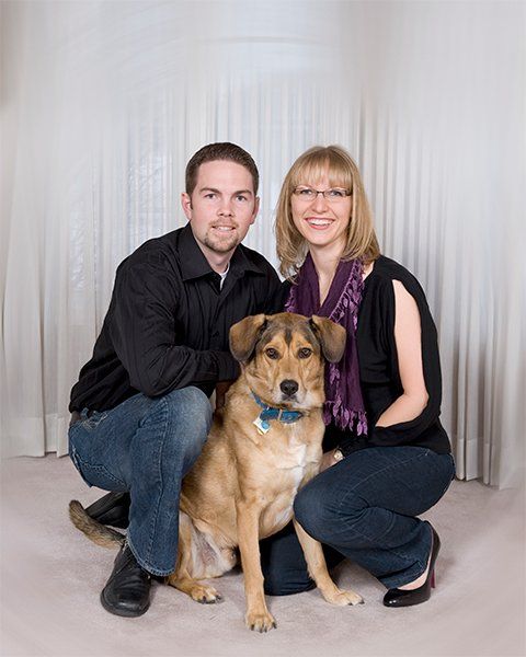 family portrait with dog
